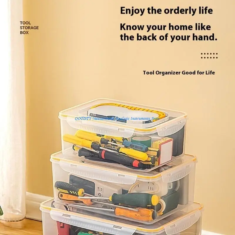 367D Plastic Box Transparent Portable Tool Box Multipurpose Electrician Drill Tool Storage Box Hardware Tool Case