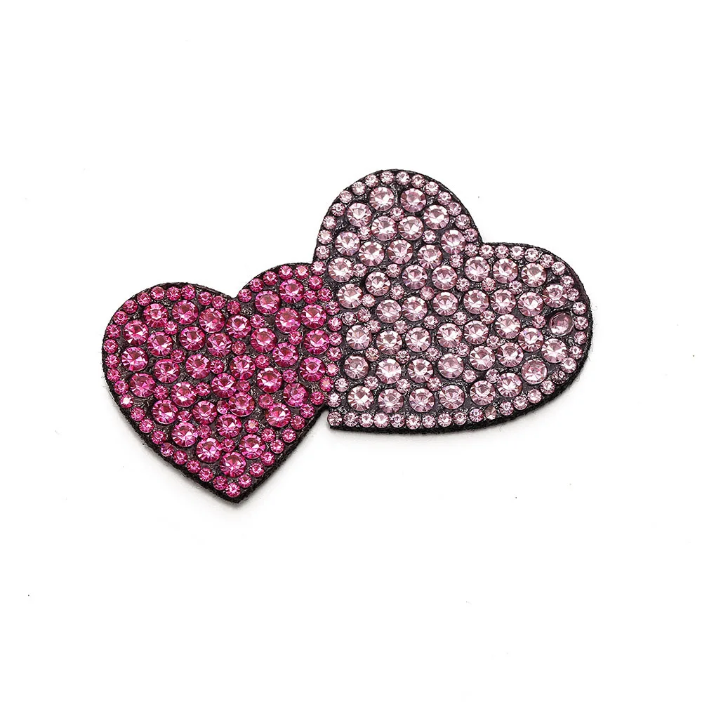 Heart Patches Rhinestone Applique Sew On DIY For Clothing Jacket Backpack Sewing Decorative Badges BX198