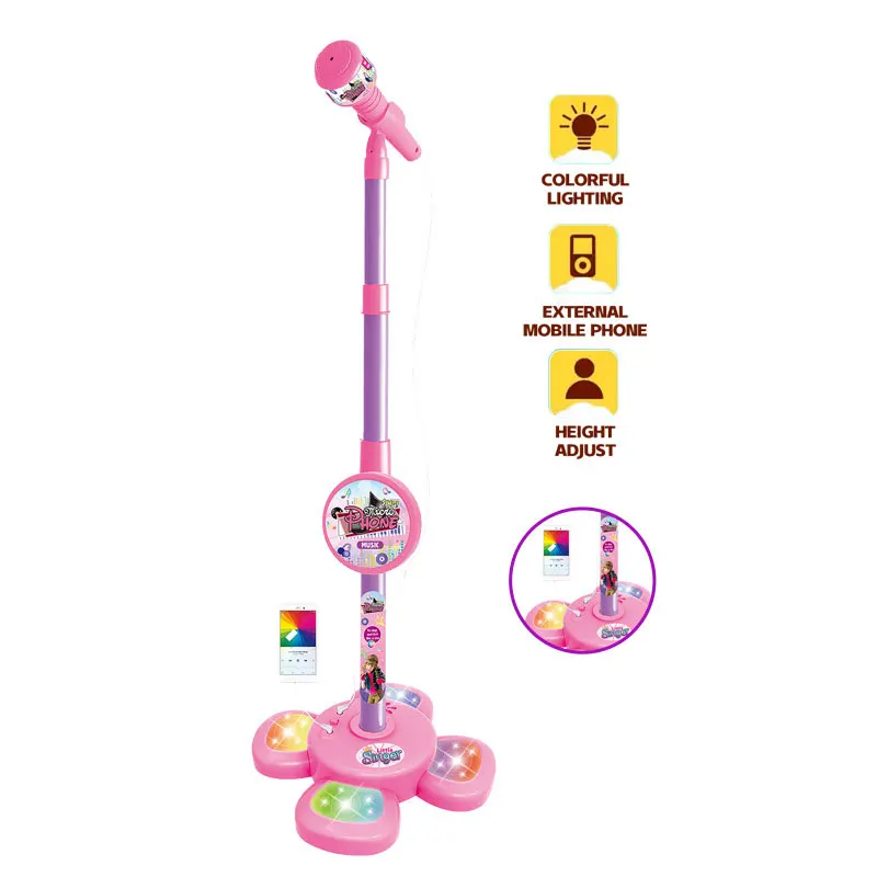 Kinder Karaoke Song Mikrofon mit Stand musikalische Lernspiel zeug Geschenk für Kinder Simulation interaktives Instrument mit Licht