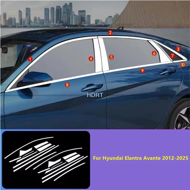 

For Hyundai Elantra Avante 2012-2025 Car Style Protector Decoration Accessories Exterior Sticker Body Kit Window Side Glass Trim