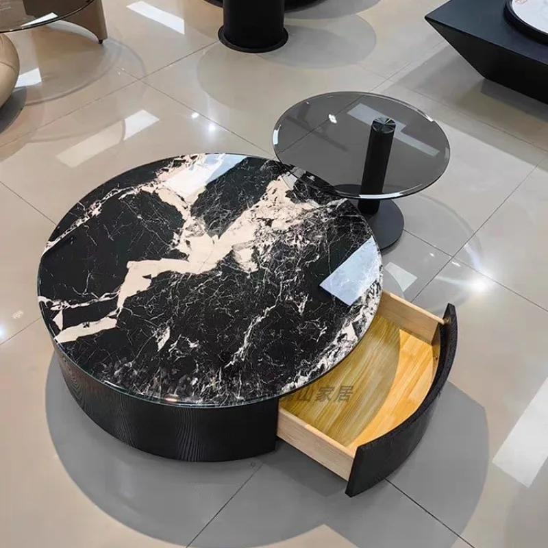 Italian light luxury round coffee table, size combination modern simple coffee table