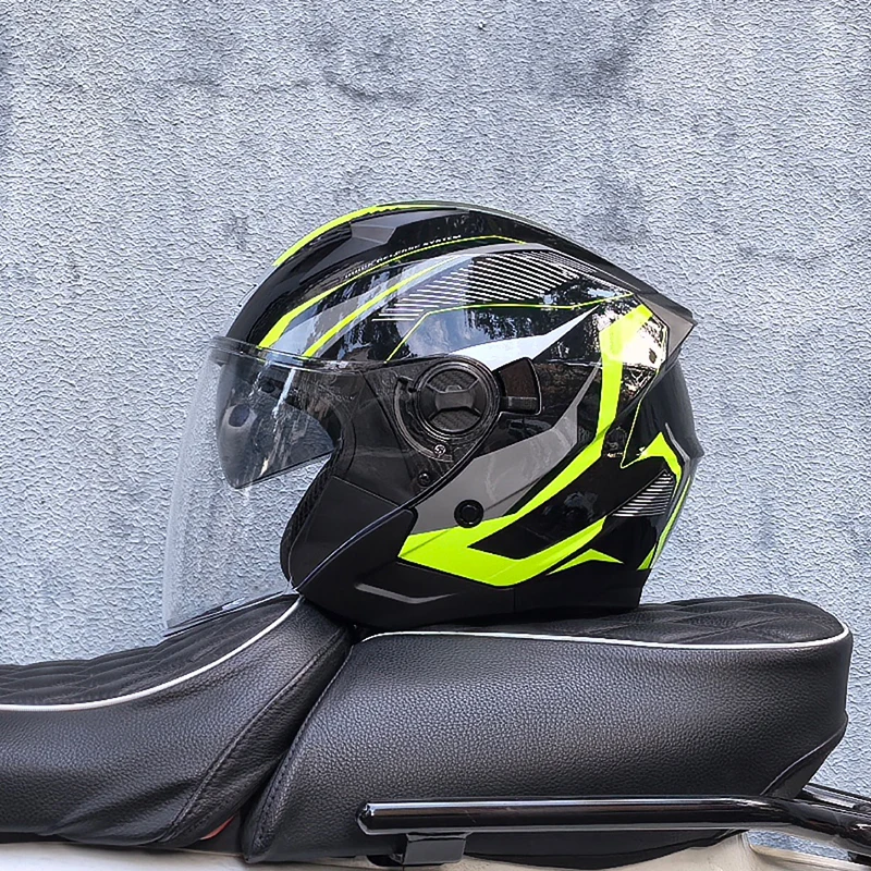 

Motorcycle Helmet Half Face Double Lens Moto Four Seasons Men Women Street Fashion Helmet Capacete De Moto Safety