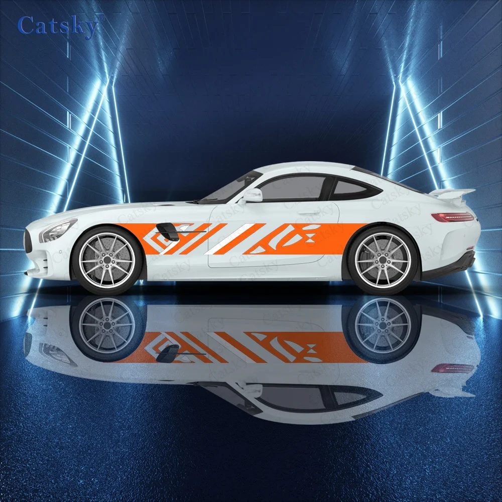 

Orange Pattern Stickers - Car Body Side Decals, PVC (Polyvinyl Chloride) Decoration, Universal Fit for All Cars car vinyl wrapsc