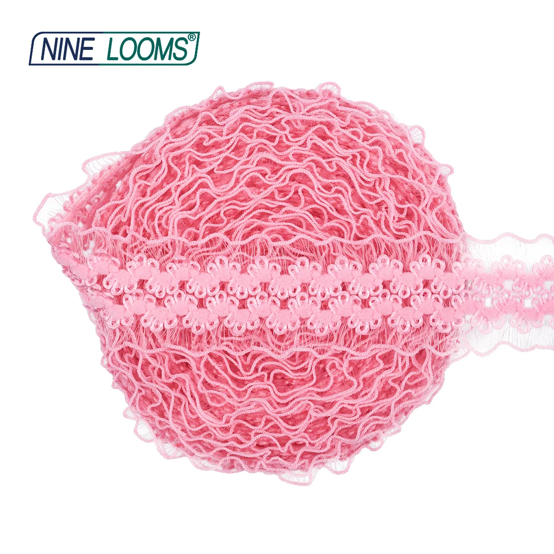 NINE LOOMS Mesh Frilly Lace Trim Elastic 1-1/8\