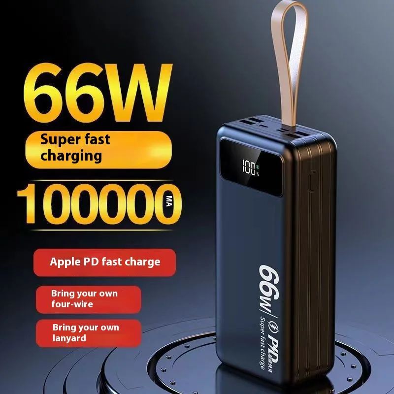 

66W Portable Power Bank 100000mAh High Capacity Super Fast Charging Powerbank Charger External Battery for IPhone Xiaomi Huawei