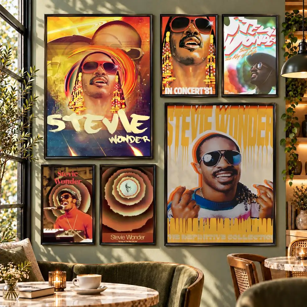 Music Soul Legend Stevie Wonder Motown Poster HD Self Adhesive Wall Decor for Bedroom Dorm Room Office Gaming Room Gift