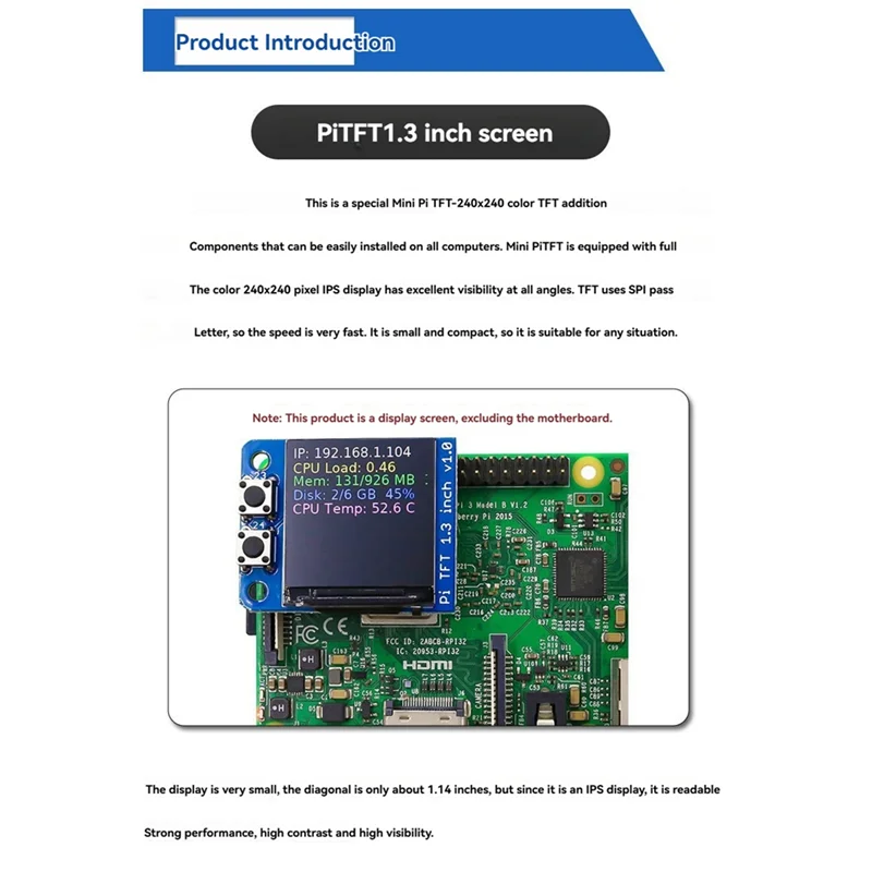 

Модуль TFT-дисплея 1,3-дюймовый полноцветный экран с интерфейсом SPI для Raspberry Pi Pio