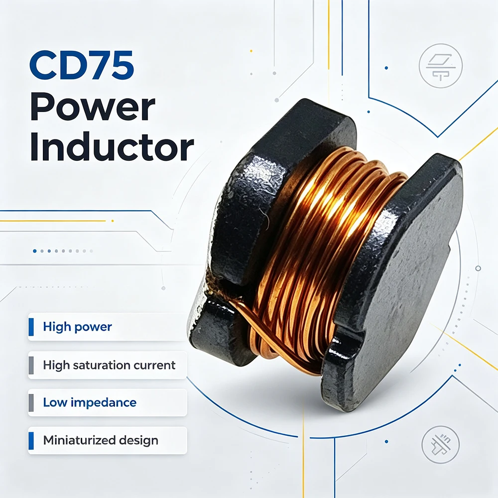 1000PCS CD75 CD105 SMD Power Inductor 2.2/3.3/4.7/6.8/10/15/22/47/100/150/220/330/470UH Inductance Copper Core