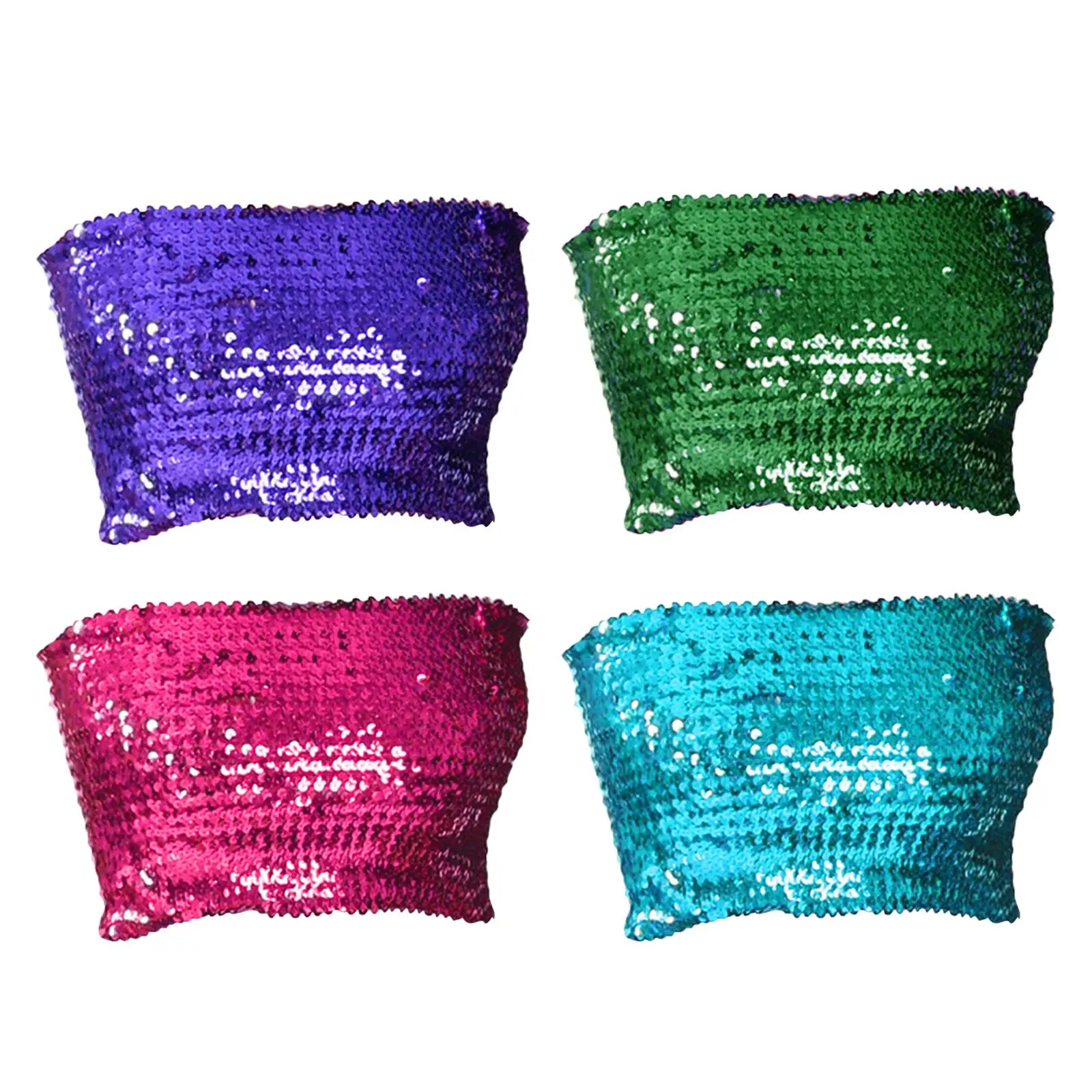 Dance Bra Tops Women Sequin Tube Top Stretch Bling Music Festival Rave Outfit Club Dancewear Crop Tops Sparkly Bandeau Top