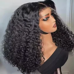 Water Wave Bob Brazilian Wig Frontal Lace Wig 180% Pre-Plucked Natural Wave Wear Curly Lace Frontal Human Hair Wigs For Women