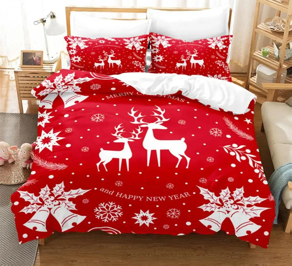 

Christmas Quilt Cover Bedding Set Duvet Comforter Pillow Case Twin Queen King Double Full Single 3PCS Bedroom Decor Women Gift