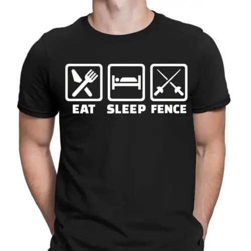 Eat Sleep Fencing Fence Fencer Foil Sabre Sword Mens T-Shirts Tee Top #NED