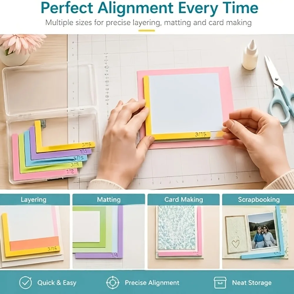 5/7pcs Multi-size Paper Crafting Alignment Guides Color-coded Precision Layering Precision Alignment Rulers Matting Spacers