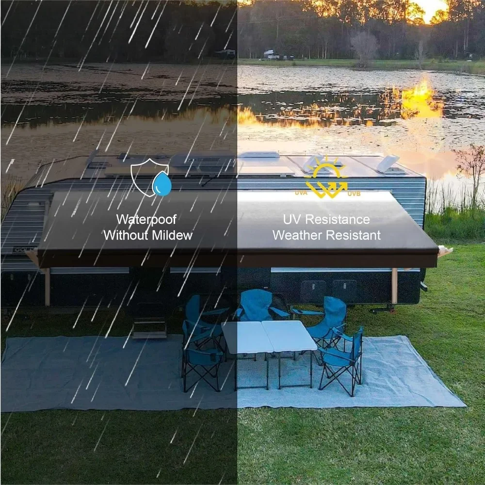 Tenda RV Bermotor Putih Kit Lengkap Tenda Dapat Ditarik Modular untuk RV, Roda 5, Pengangkut Mainan, dan Tenda Trailer RV Motorhome