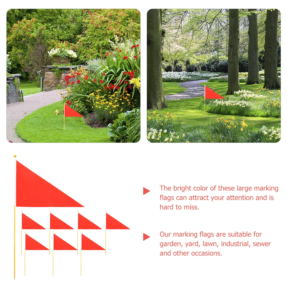 

8pcs Flags Yard Lawn Construction Bamboo Sticks Bright Color Polyester Dog Poop Sprinklers Garden