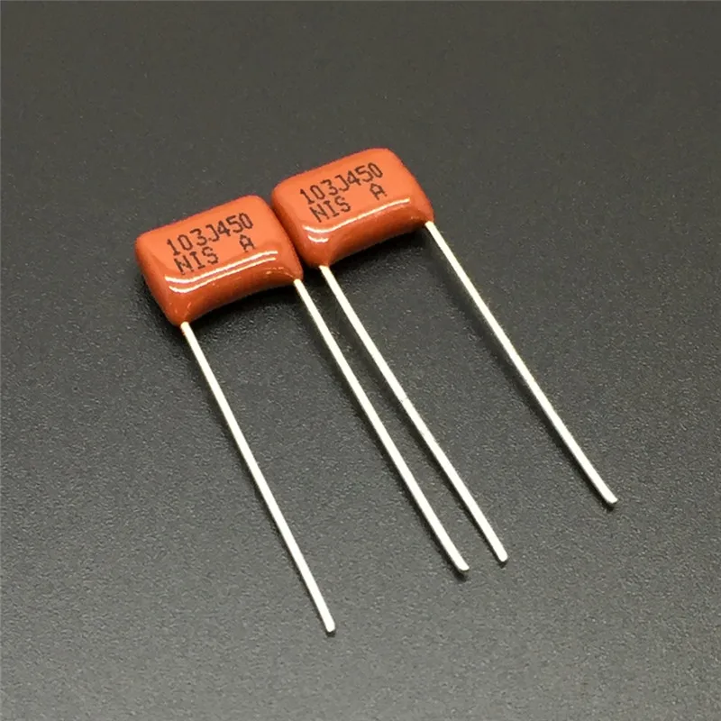 10 pces/100 pces japão nissei cbb capacitor mmc 450v 103 j 5% 0.01uf 10nf passo = 7.5mm capacitor de filme de poliéster metalizado