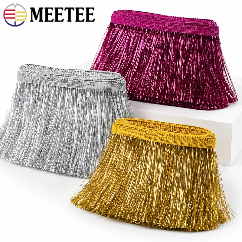 

5/10M 10cm Metallic Thread Tassel Trim Fringe Lace for Curtain Dress Clothes Sewing Decoration Craft Accessory Woven Edge DIY