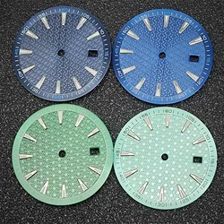 33.5MM Watch Dial Textured Faces Green Luminous Studded Scale Watch Modification Parts for NH35 NH36 4R 7S Movement