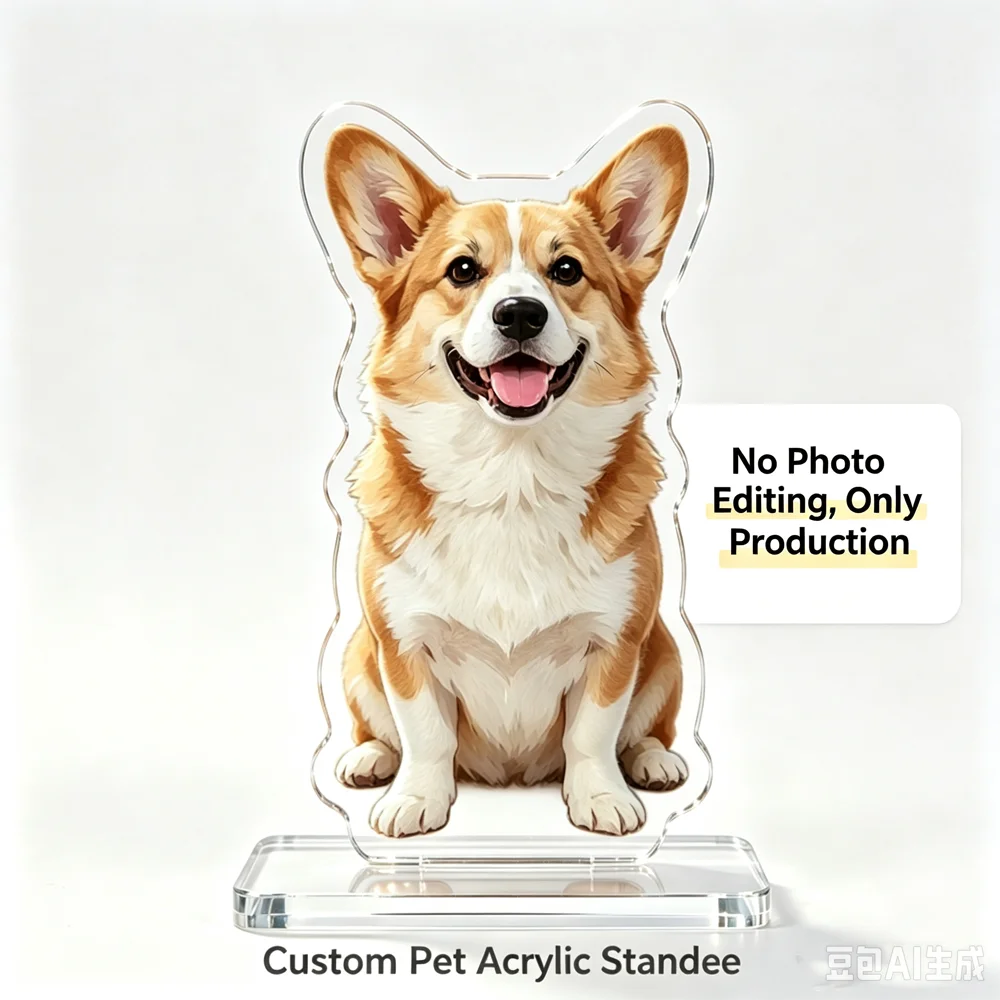 Custom Pet Acrylic Standee Keychain, Double‑Sided HD Clear DIY Customized Ornament Factory Wholesale Bulk Order Multi‑Sizes