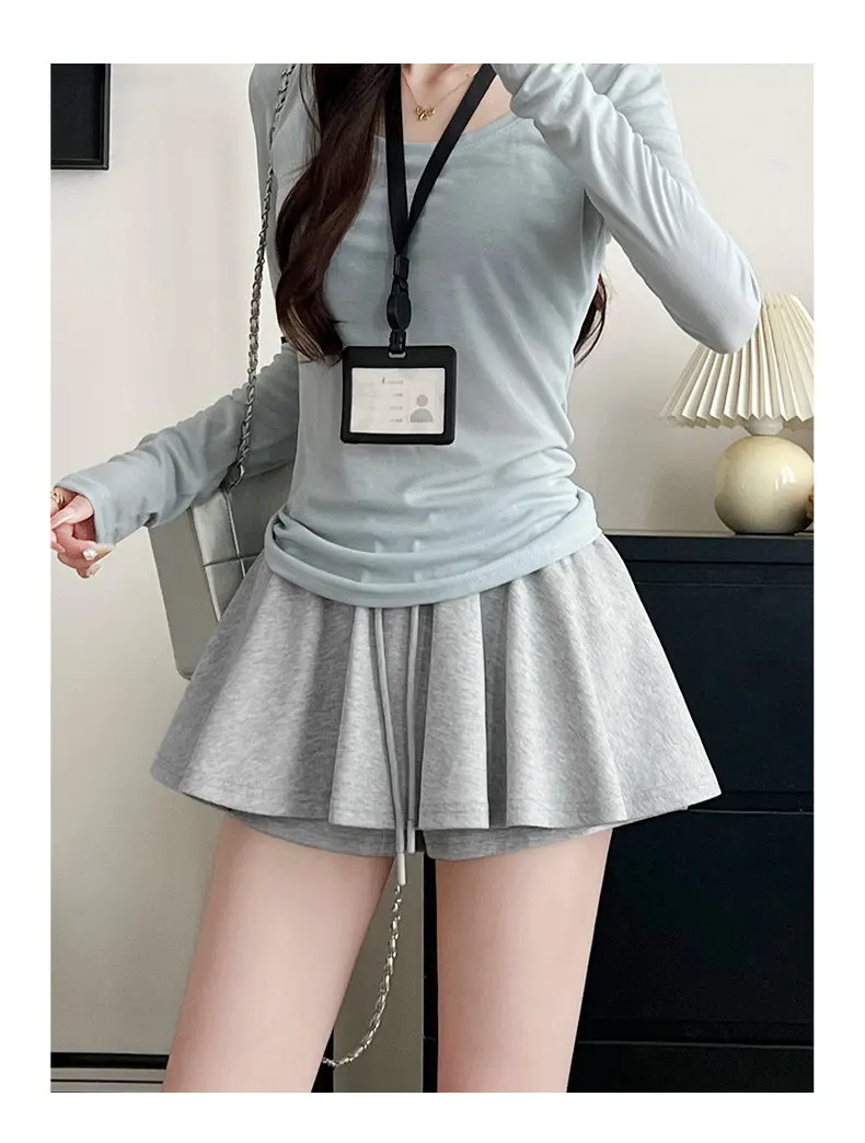 Red Sport  Skirt Women Summer 2026 New Unique Beautiful Half Skirt Small Size Anti-Light Pleated Skirt High Waist A-Line