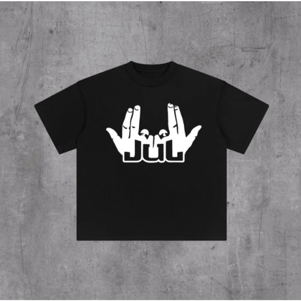 

2025 French Light Luxury Fashion Brand Jul New T-shirt Men's and Women's Harajuku Style Rapper Street Versatile Pure Cotton Top