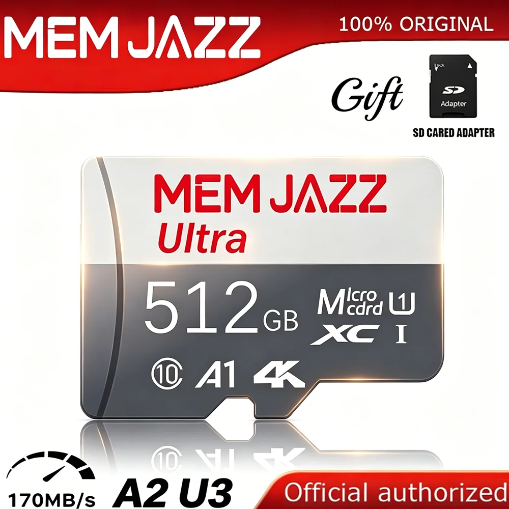 Memory Card 128GB 256GB 512GB Micro TF SD SD Card A2 U3 V30 Class 10 Up To 160MBs Read With Adapter For Smartphone Gaming Tablet