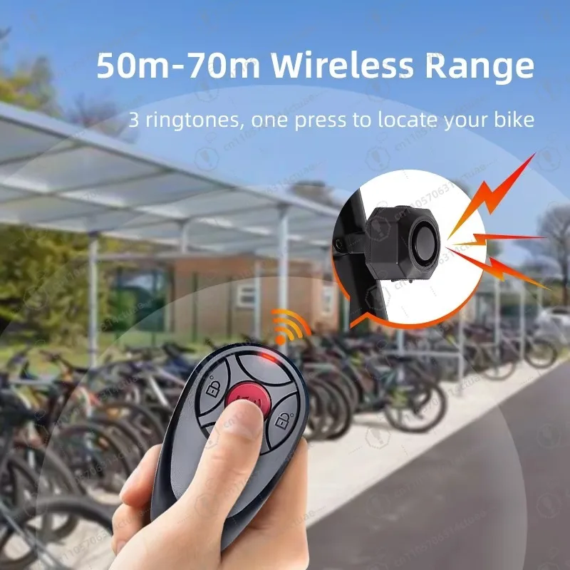 قفل عالي الحساسية مضاد للسرقة، جهاز تحكم عن بعد قابل لإعادة الشحن مع حزام، كاشف حركة بوق السيارة، إنذار مضاد للسرقة للدراجة #2