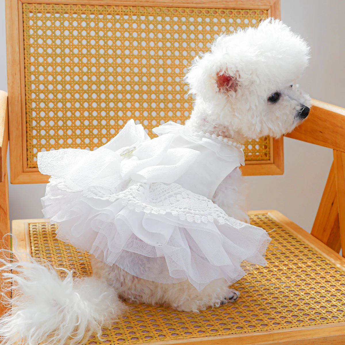 1PC Pet Clothing Spring/Summer Thin White Princess Wedding Dress Princess Dress Suitable for Small and Medium sized Dogs