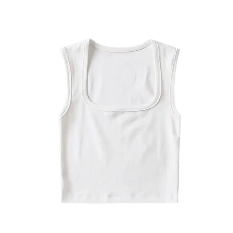 

Basic ort Crop Top Women's Vest Deep Collar Summer Vintage Pure Color Base Layer irt Belly Button Exposure Busin Home ...