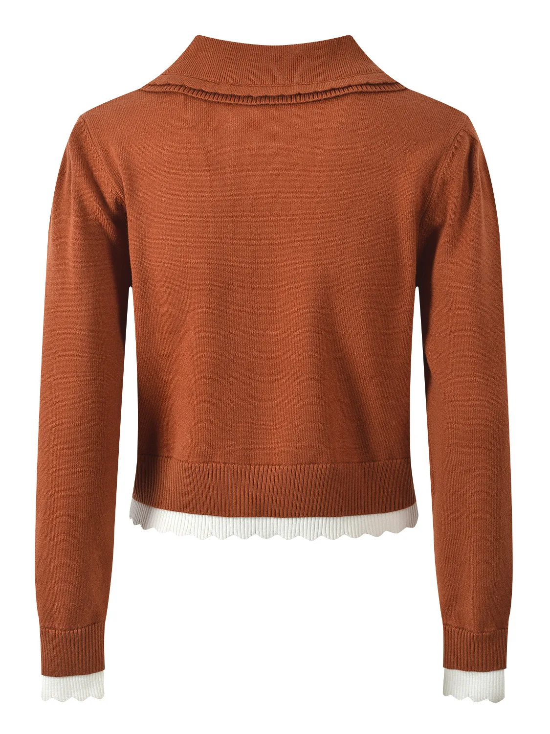 خريف 2025 سترة محبوكة جديدة ذات ياقة دمية ثقيلة مزخرفة سترة Jaet طويلة Sve بقصة ضيقة سترة مزينة بالخرز