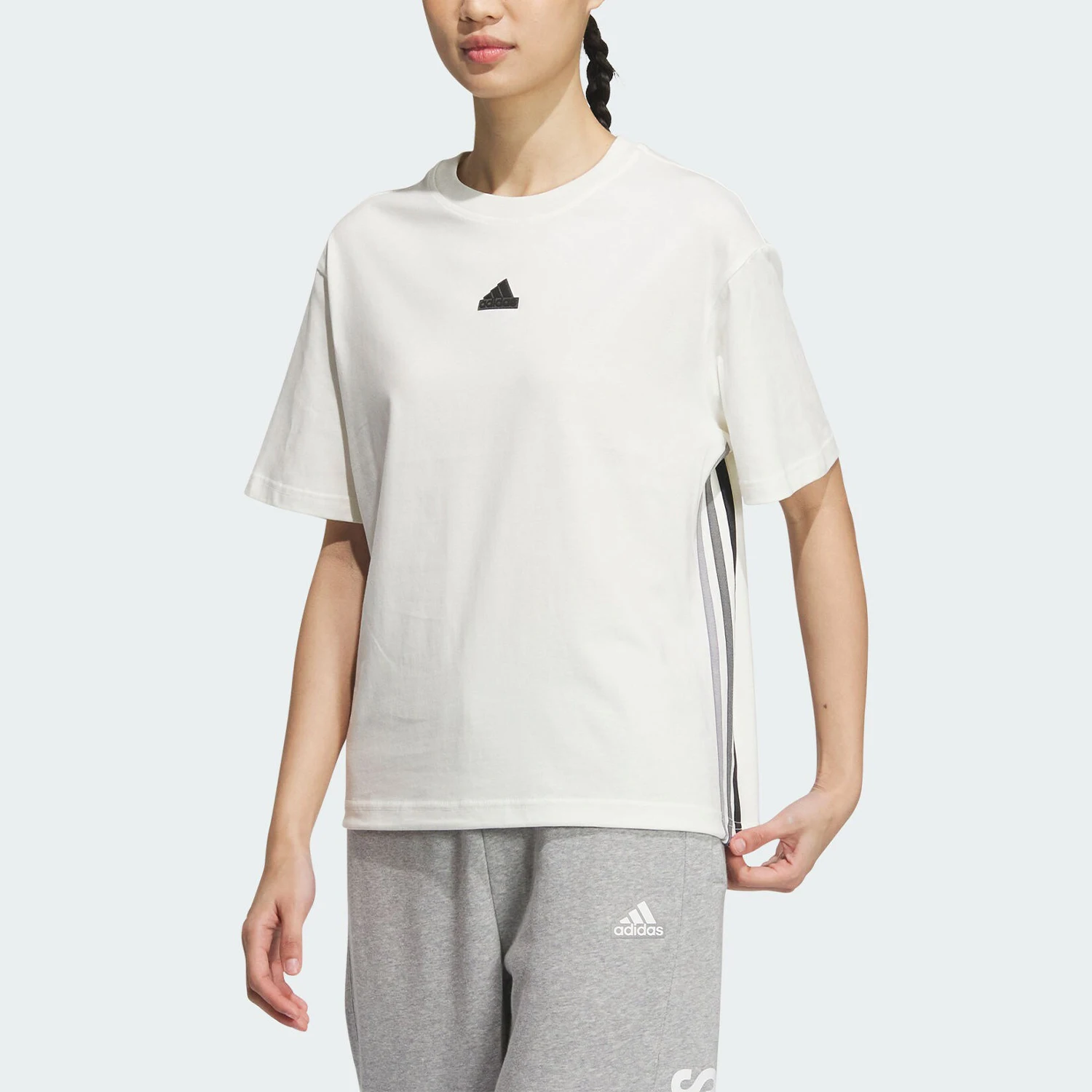 

Adidas genuine New Women's Loose Breathable Sports Casual Short Sleeve T-shirt JJ1093