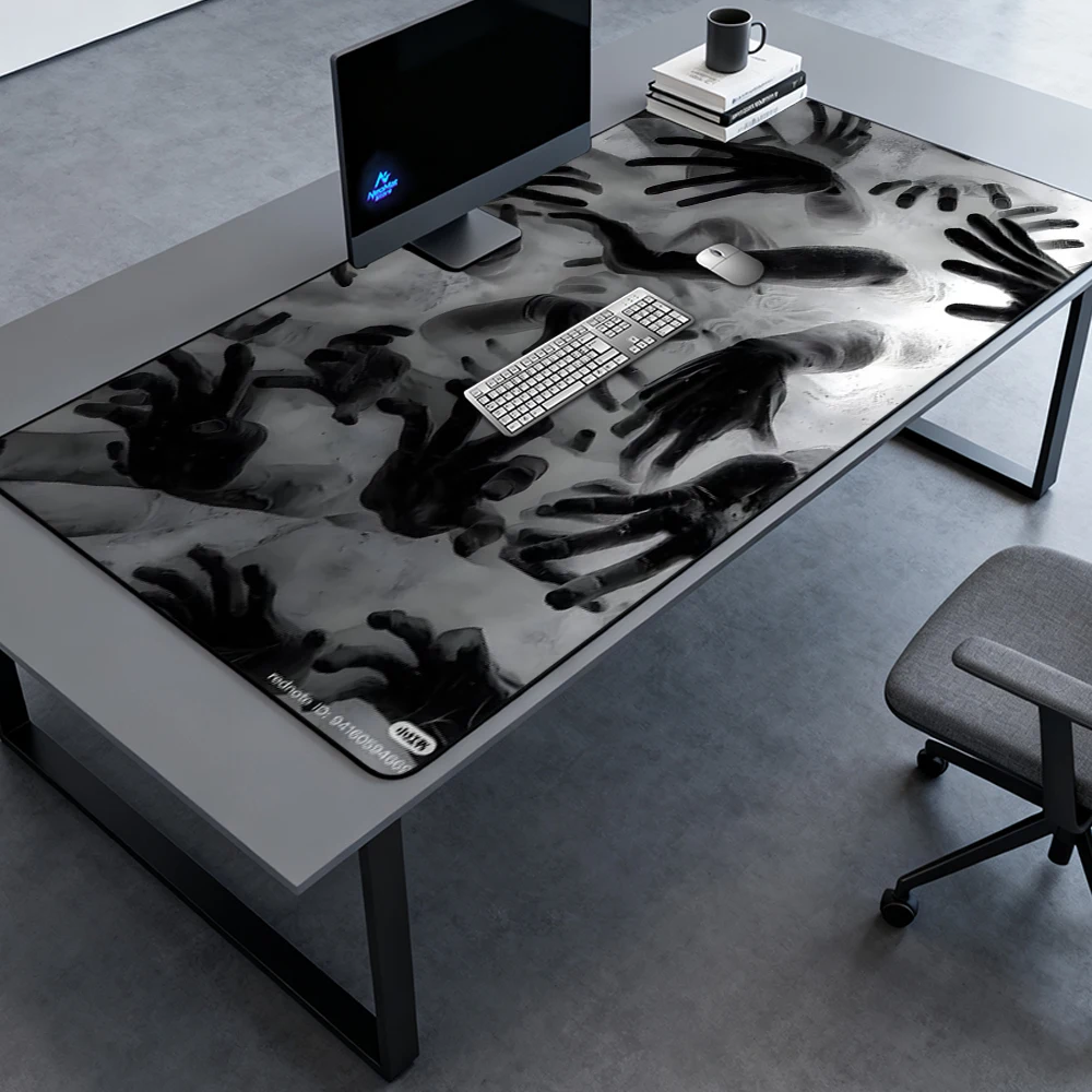 Gothic Desk Mat Gamer Mat 1400x600 Horror Hands White 1600x600 Black 5mm Nonslip Gaming Mat Mousemat Giant Deskmat Playmat