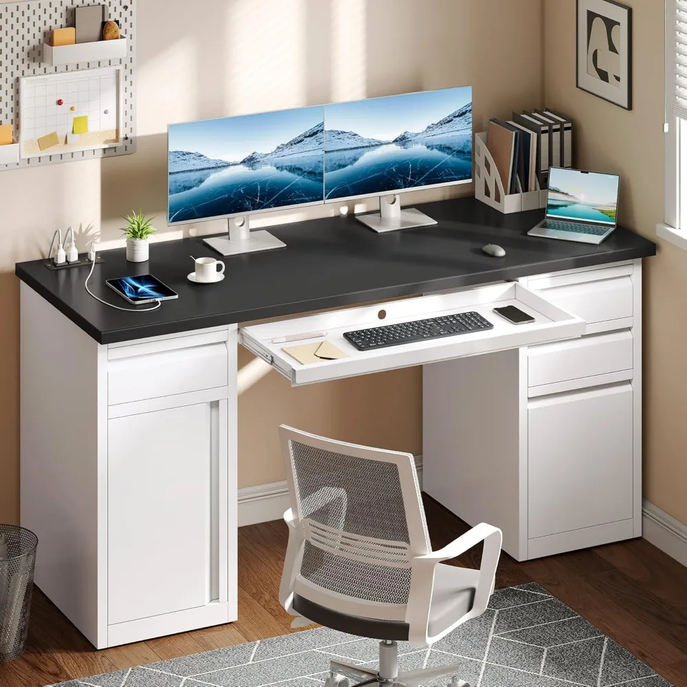 Executive bureau met 5 lades, stopcontacten, 57 bureau, archiefkast en toetsenbordlade