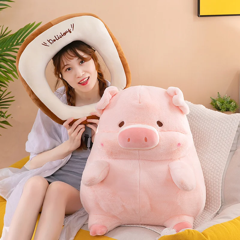 Stuffed Doll 30-55cm Lulu Pink Pig Plush Toy Cosplay Piggy Cartoon Kawaii Animal Pig Home Decor Birthday Gift For Kids Pillow