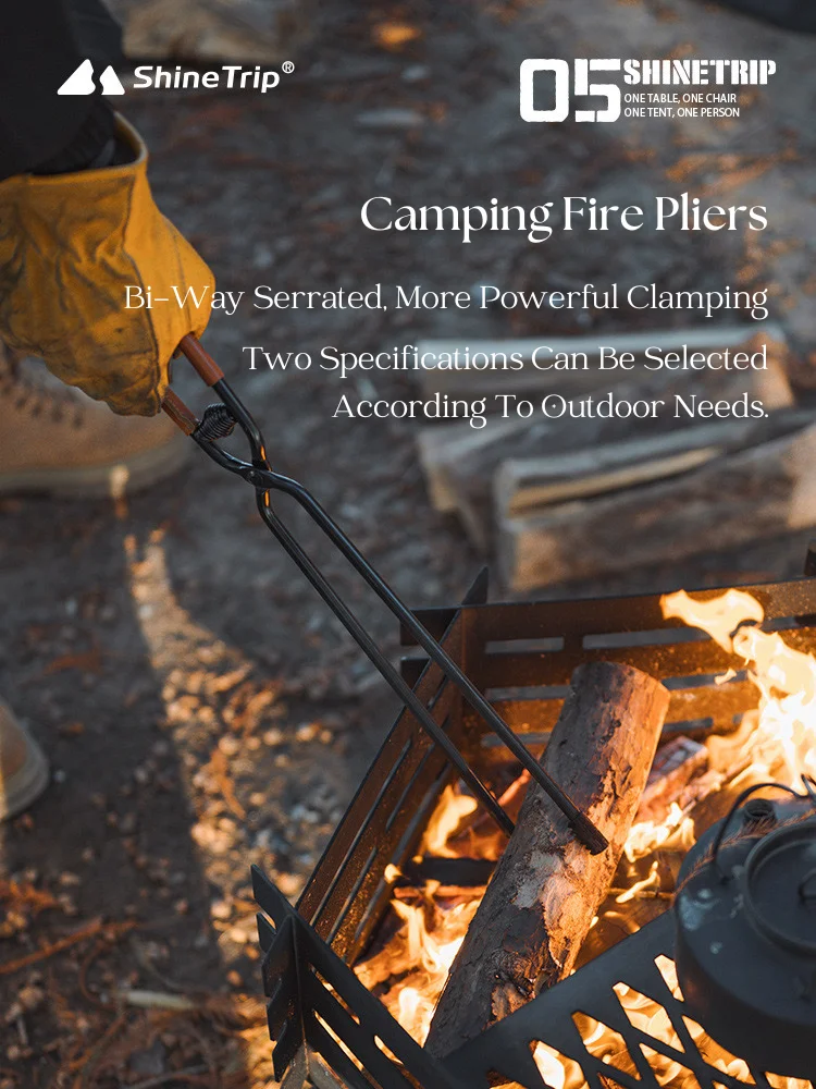 

Charcoal Tongs Carbon Steel Fire Poker Antiscald Camping Bonfire Stove BBQ Firewood Clip FireTongs Leather Handle Firewood Clamp