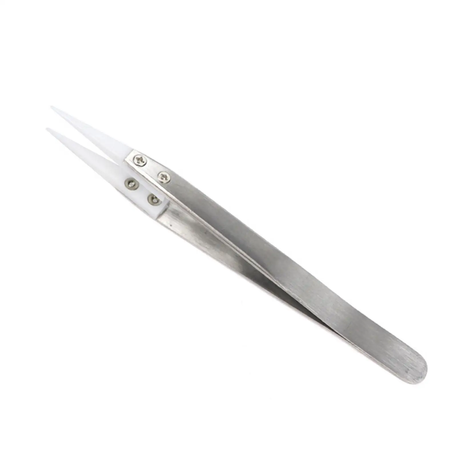 Pointed Tweezer Stainless Steel Ceramic Hand Tool Heat Resistant 3000 Degrees for Soldering Repair Coil Pinching Work