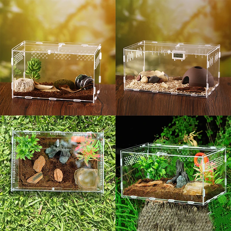 Acrylic Terrarium Tank for Reptiles Breeding Box Terrarium Tank Clear Feeding Habitat - Terrarium Cage Tank