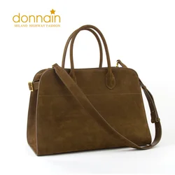 DONNAIN Women Handle Bag Luxury Nubuck Leather 24-hour Travel Bags Large Capacity Retro Soft High Quality Cowhide Lady Tote Bag