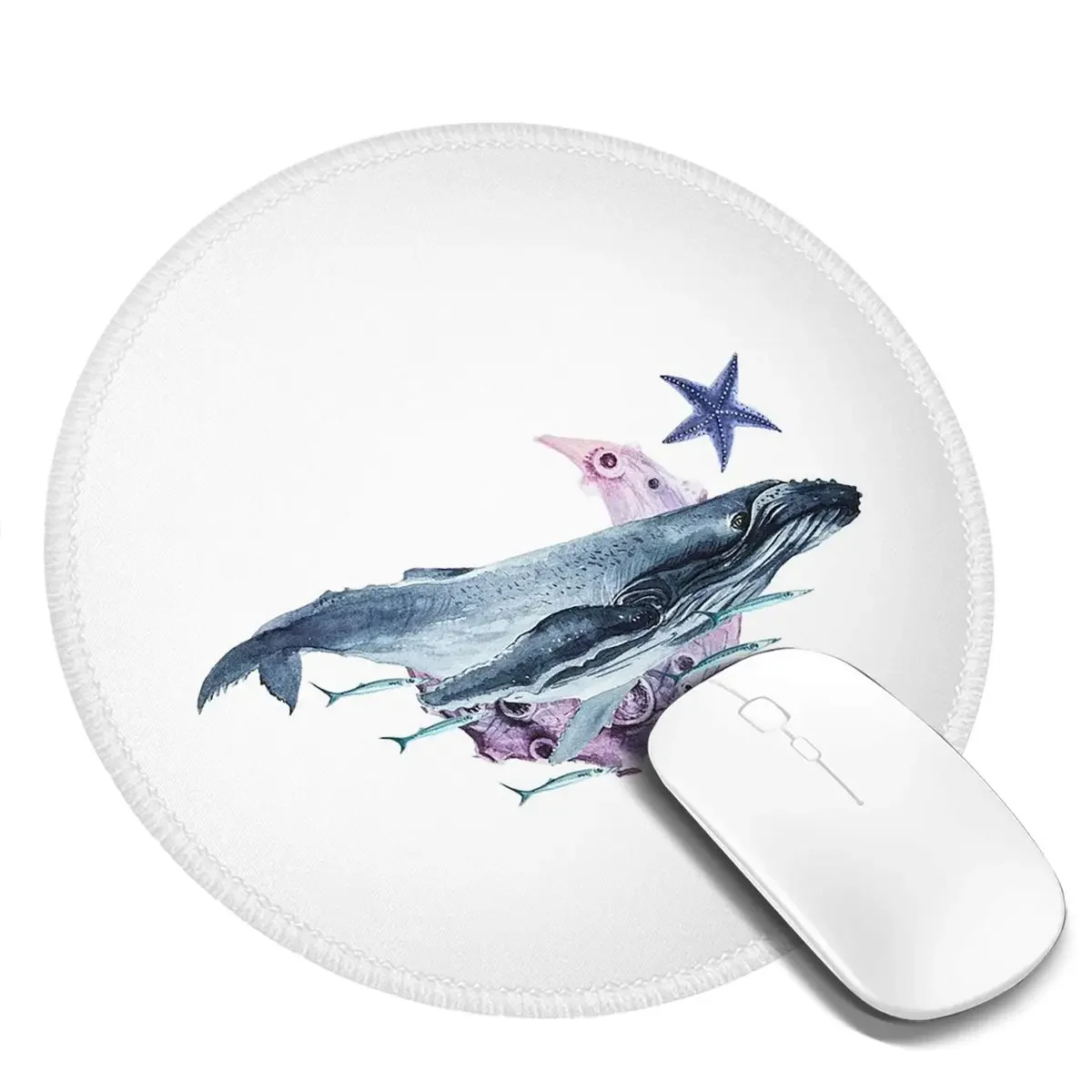 Orca Whale And Dolphin Marine Life Round Mouse Pad Computer Keyboard Mouse Mat Gamer PC Desk Mat Office Accessories Table Mats