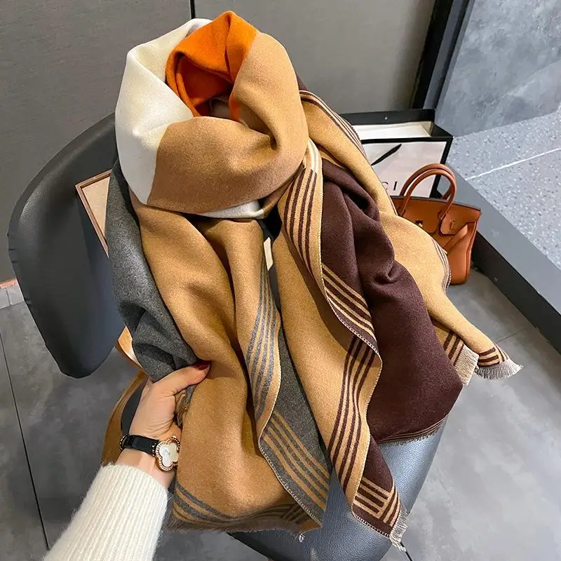 

Soft Cashmere Winter Scarf Warm Pashmina Geometric Print Large Scarves Female Shawls Hijab Wraps Thick Bufanda Poncho Wrap