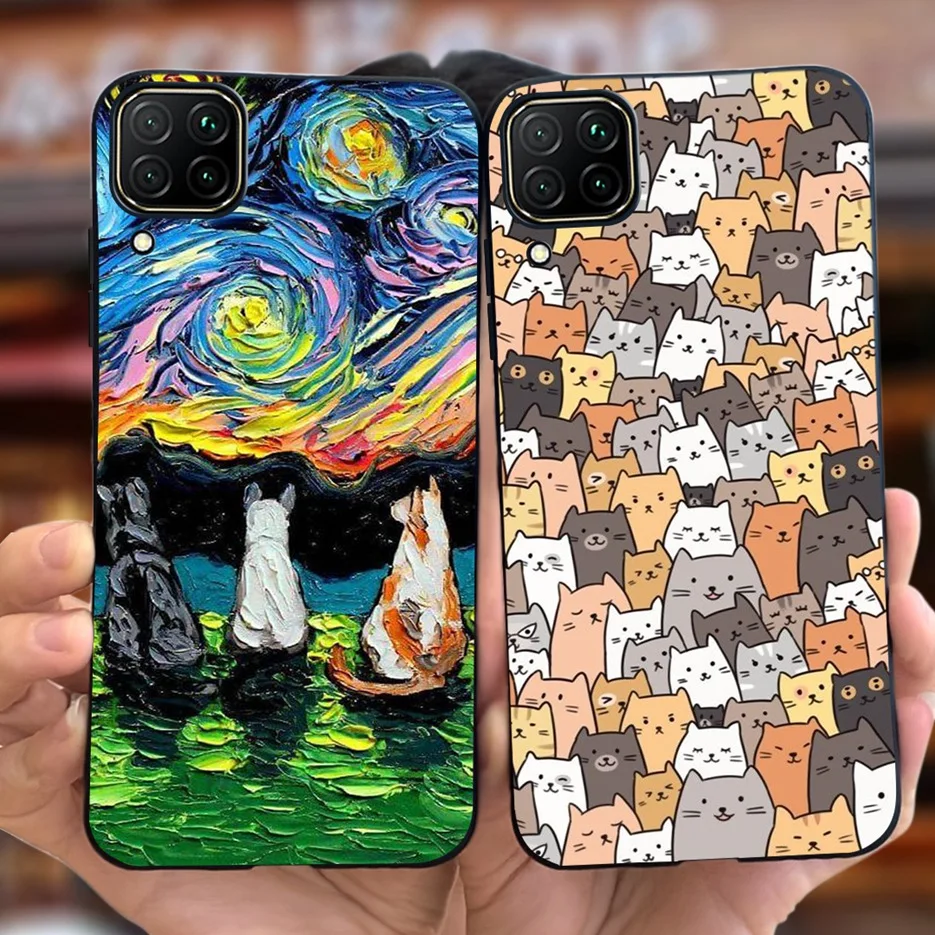 For Huawei P40 Lite Case Nova 7i Cute Astronauts Cartoon Cover Soft Silicone Phone Case For Huawei Nova 7i Nova7i P40Lite Bumper