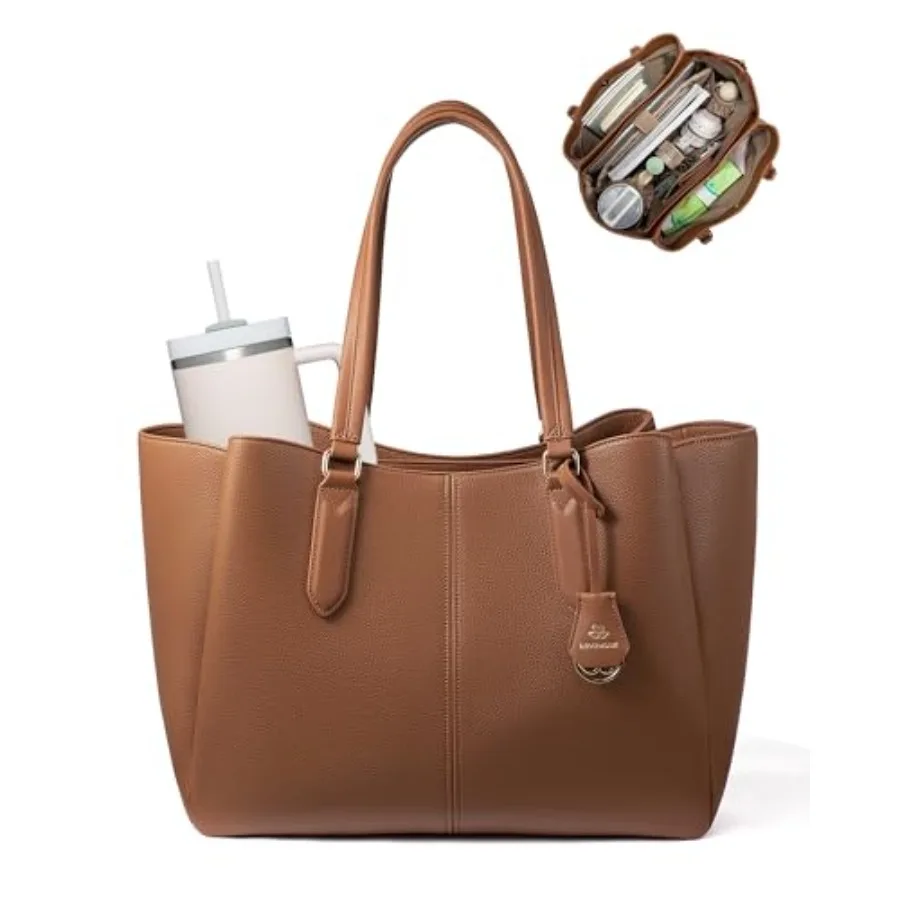 

LOVEVOOK Laptop Tote Bag for Women Work Bags with Triple Compartments Large Faux Leather Computer Office Briefcase