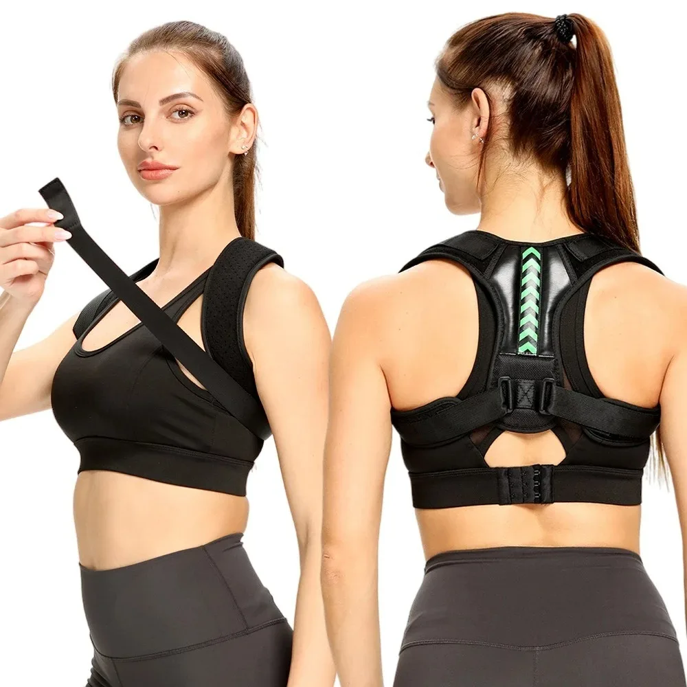 1Pcs Adjustable Back Shoulder Posture Corrector Belt Clavicle Spine Support Brace For Home Office Sport Upper Back Neck Training view 2