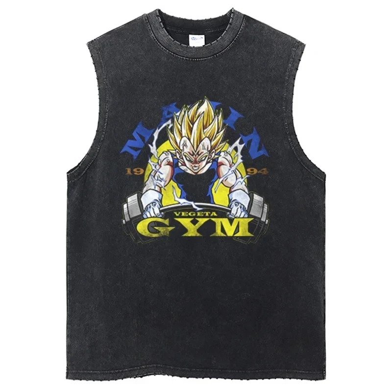 Dragon Ball Anime GYM Sleeveless Tshirt Vintage Sports Tank Tops Streetwear Sleeveless Graphic Harajuku Cotton Vest T-Shirts