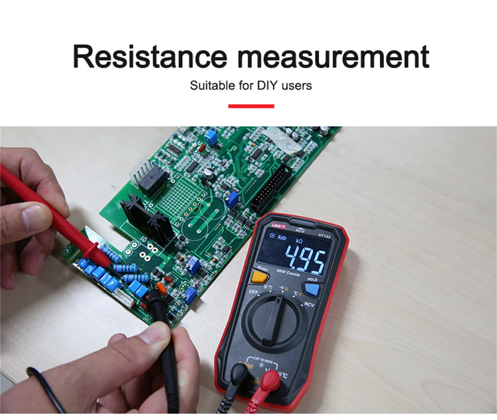 UNI-T UT123 Mini Digital Multimeter;AC DC Voltage meter;Resistance(Ohm) Temperatue tester;NCV/Continuity Test/EBTN Color Screen