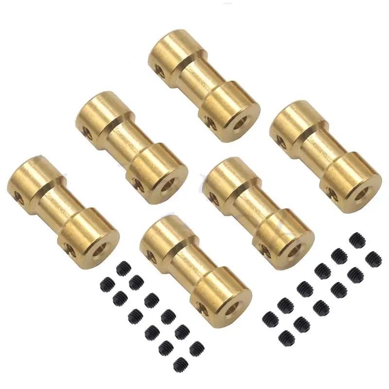 

6Pack Brass Motor Shaft Coupling Coupler Connector Sleeve Joint Adapter for RC DIY Airplane Boat Robot