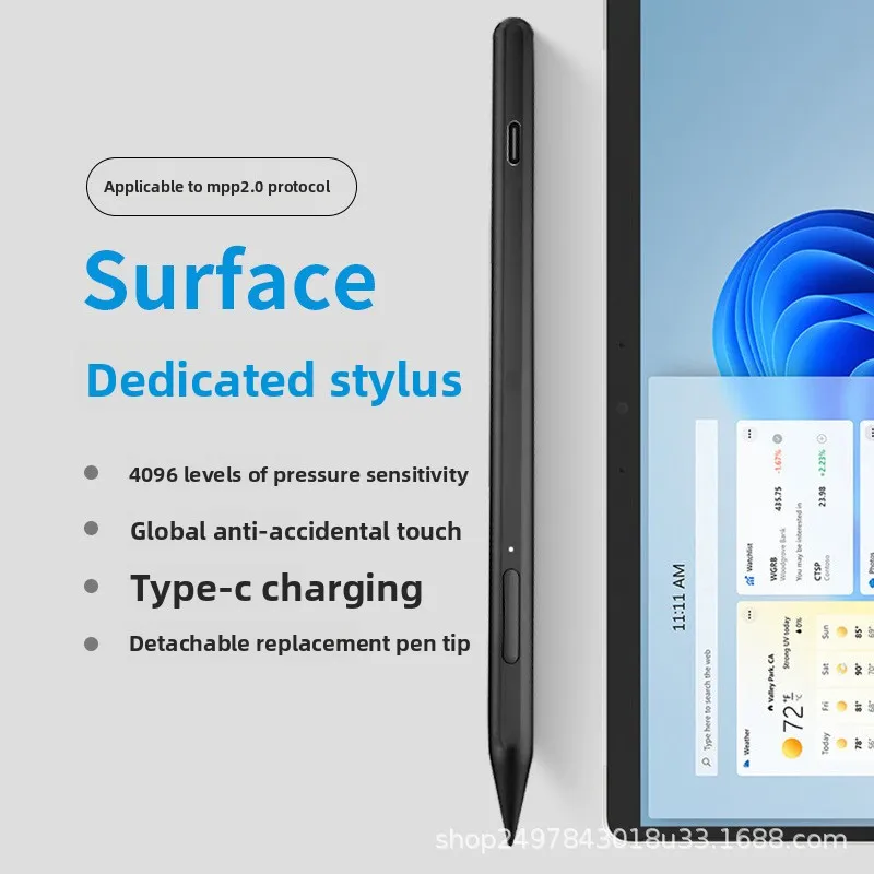 MPP2.0 Active Stylus Pen 4096 Pressure Sensitivity Palm Rejection Touch Pen For Microsoft Surface Pro 8 Pro 9 Go Laptop