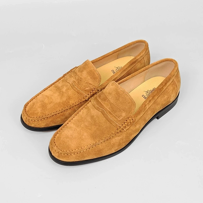 Handmade Men's Driving Loafers Shoes Suede Leather Penny Loafer Slip On Genuine Leathe Man Casual Shoe Office Summer Footwear