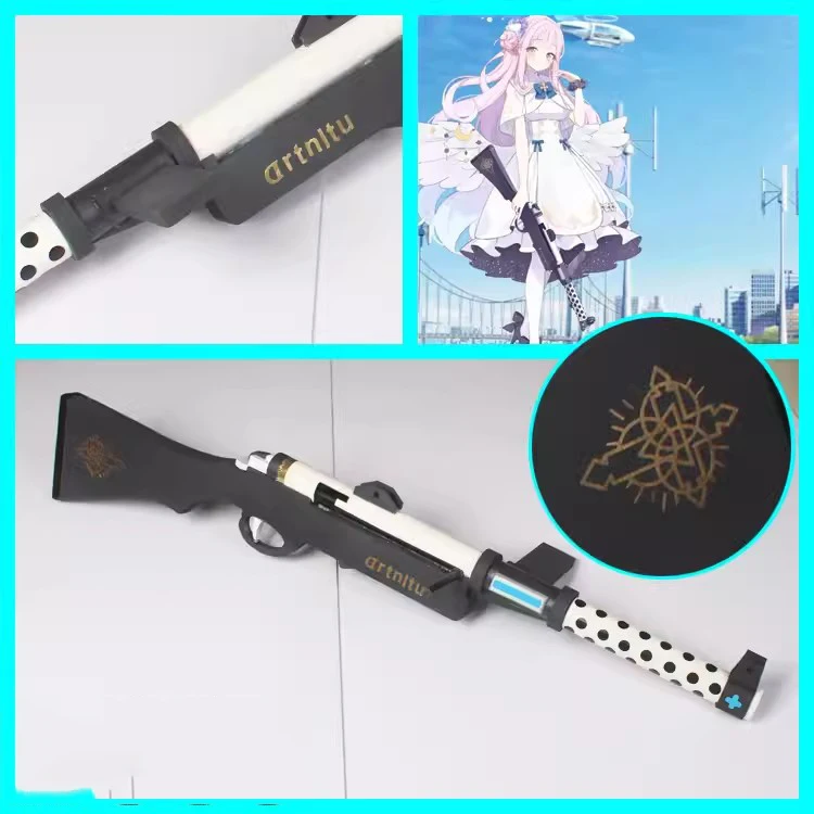 90CM Game Blue Archive Misono Mika Cosplay Gun Weapon Prop Women Halloween Party Carnival Role Play Wing Long Pink Wig Hair