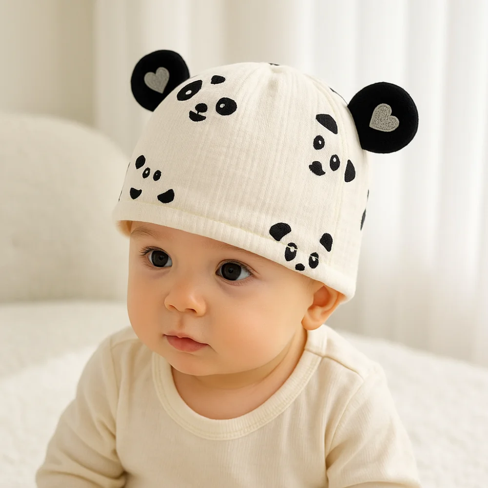 

Keep Warm Cotton Boneless Muslin Hat 0-3 Months Cartoon Baby Fetal Cap Elastic Soft Newborn Turban Hat Autumn